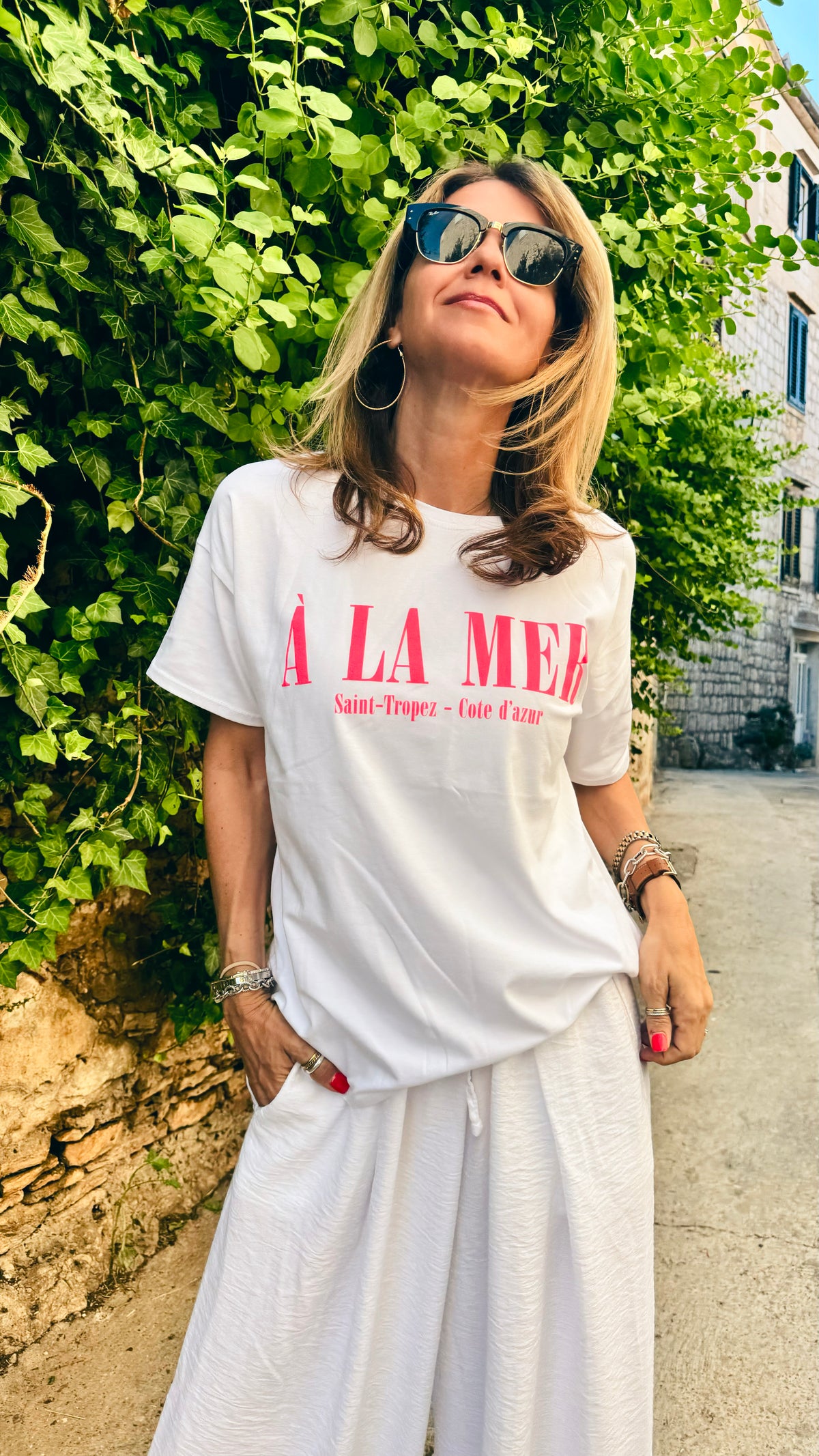 A La Mer Italian Top - White-110 Short Sleeve Tops-Italianissimo-Coastal Bloom Boutique, find the trendiest versions of the popular styles and looks Located in Indialantic, FL