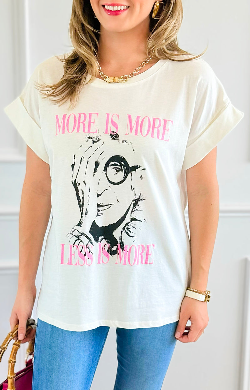 Less & More Italian Graphic Tee-110 Short Sleeve Tops-FIRSTAGE-Coastal Bloom Boutique, find the trendiest versions of the popular styles and looks Located in Indialantic, FL