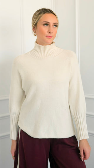 Break Free Long Sleeve Italian Sweater Top - Ivory