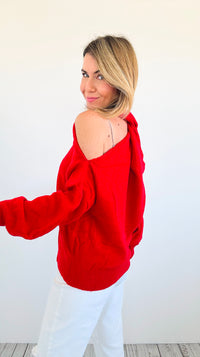 Timeless Halter Knit Sweater - Red-140 Sweaters-MIRACLE-Coastal Bloom Boutique, find the trendiest versions of the popular styles and looks Located in Indialantic, FL