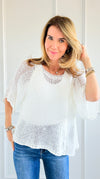 Summer Mesh Italian Knit Top- White-140 Sweaters-Italianissimo-Coastal Bloom Boutique, find the trendiest versions of the popular styles and looks Located in Indialantic, FL