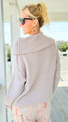 Flirt Alert Knit Foldover Sweater-110 Long Sleeve Tops-Umgee-Coastal Bloom Boutique, find the trendiest versions of the popular styles and looks Located in Indialantic, FL
