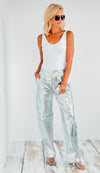 Silver Baggy Cargo Pants-170 Bottoms-Vibrant M.i.U-Coastal Bloom Boutique, find the trendiest versions of the popular styles and looks Located in Indialantic, FL