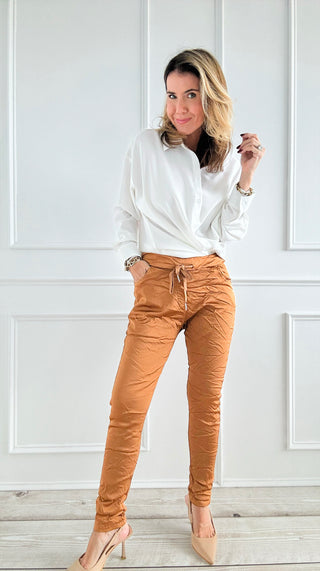 Italian Wish List Jogger - Cognac-180 Joggers-Italianissimo-Coastal Bloom Boutique, find the trendiest versions of the popular styles and looks Located in Indialantic, FL
