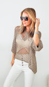 Shining Star Italian Chain Sweater - Army Taupe / Gold-140 Sweaters-moda italia-Coastal Bloom Boutique, find the trendiest versions of the popular styles and looks Located in Indialantic, FL