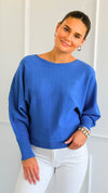 Sunday Muse Dolman Knit Sweater - Cobalt Blue-140 Sweaters-she + sky-Coastal Bloom Boutique, find the trendiest versions of the popular styles and looks Located in Indialantic, FL