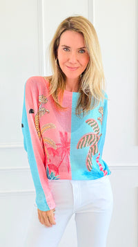 Tropic Pop Italian St Tropez Sweater-140 Sweaters-SORPRESA-Coastal Bloom Boutique, find the trendiest versions of the popular styles and looks Located in Indialantic, FL
