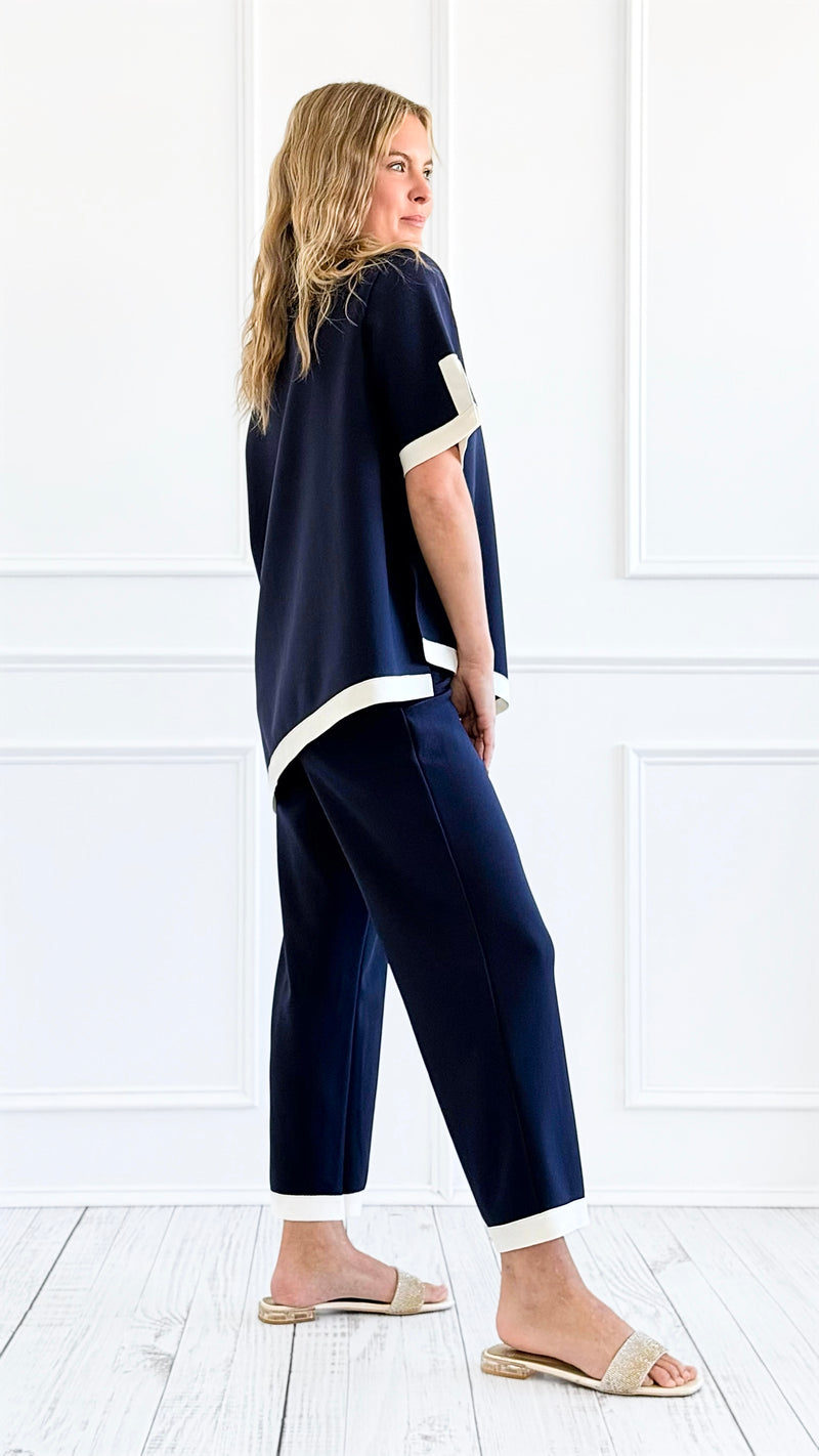 Sailor Trim Wide-Leg Pants-170 Bottoms-Joh Apparel-Coastal Bloom Boutique, find the trendiest versions of the popular styles and looks Located in Indialantic, FL