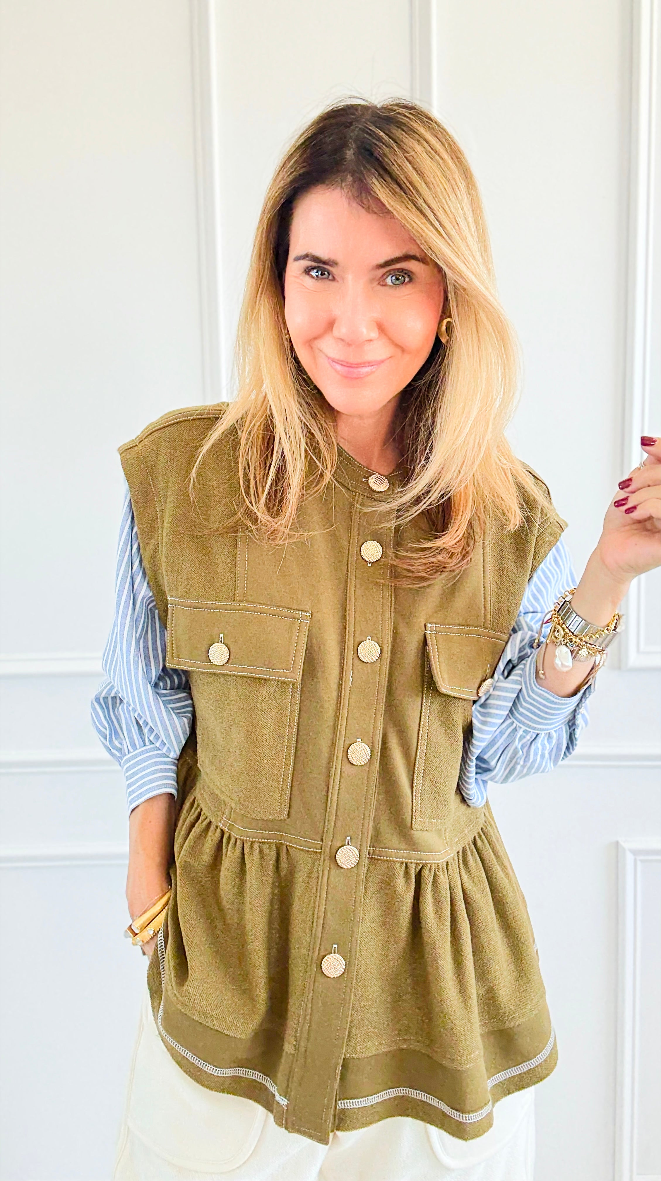 Stripe Contrast Top-130 Long Sleeve Set-sew in love-Coastal Bloom Boutique, find the trendiest versions of the popular styles and looks Located in Indialantic, FL