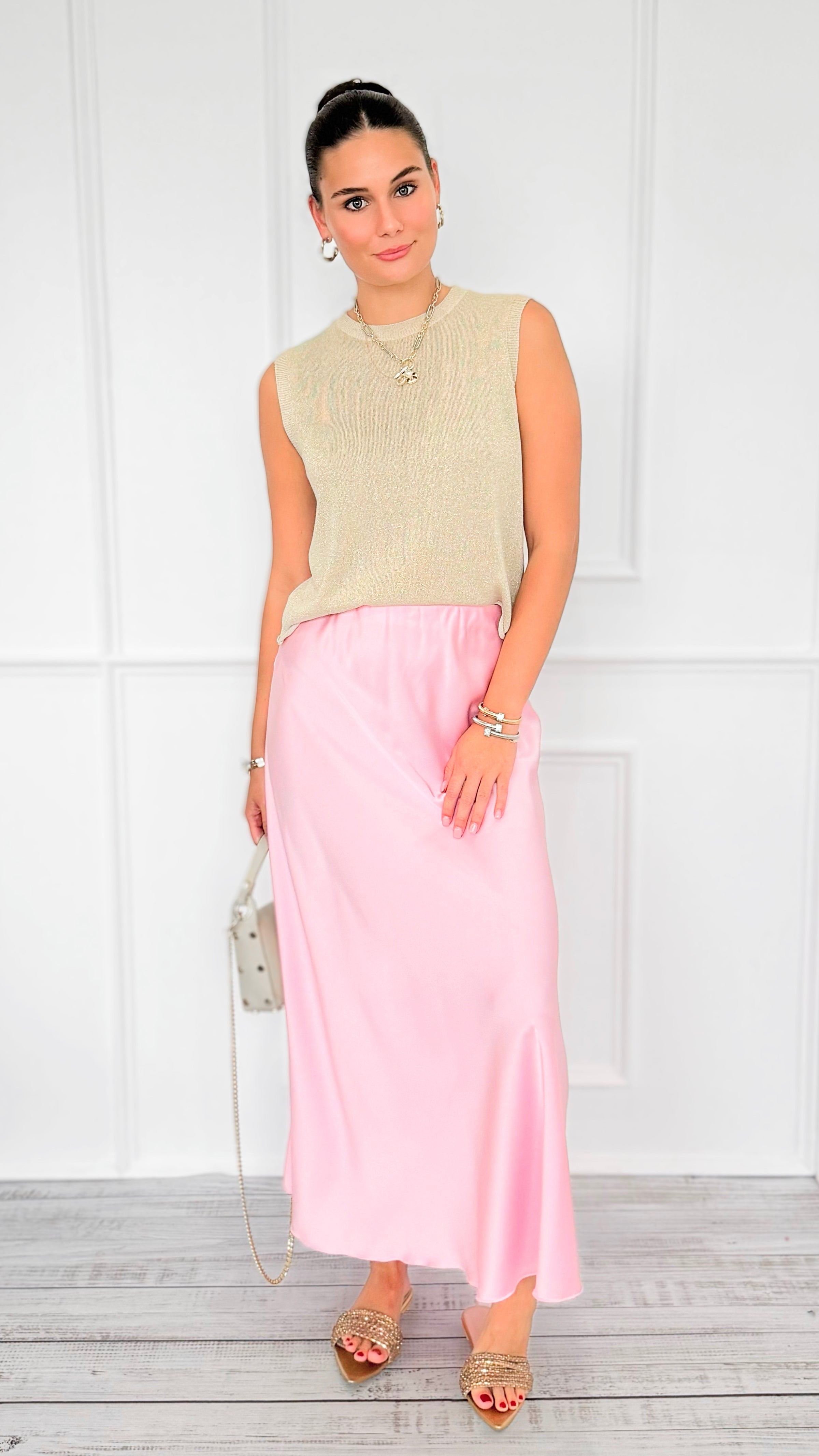 Isabella Italian Skirt- Light Pink-170 Bottoms-SEE YOU IN ROME-Coastal Bloom Boutique, find the trendiest versions of the popular styles and looks Located in Indialantic, FL