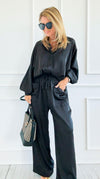 Slow Mornings Set - Black-210 Loungewear/Sets-Jodifl-Coastal Bloom Boutique, find the trendiest versions of the popular styles and looks Located in Indialantic, FL
