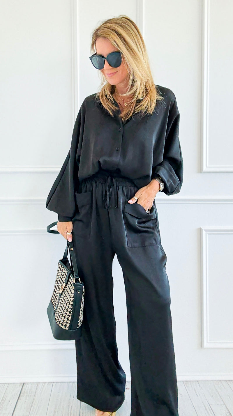 Slow Mornings Set - Black-210 Loungewear/Sets-Jodifl-Coastal Bloom Boutique, find the trendiest versions of the popular styles and looks Located in Indialantic, FL