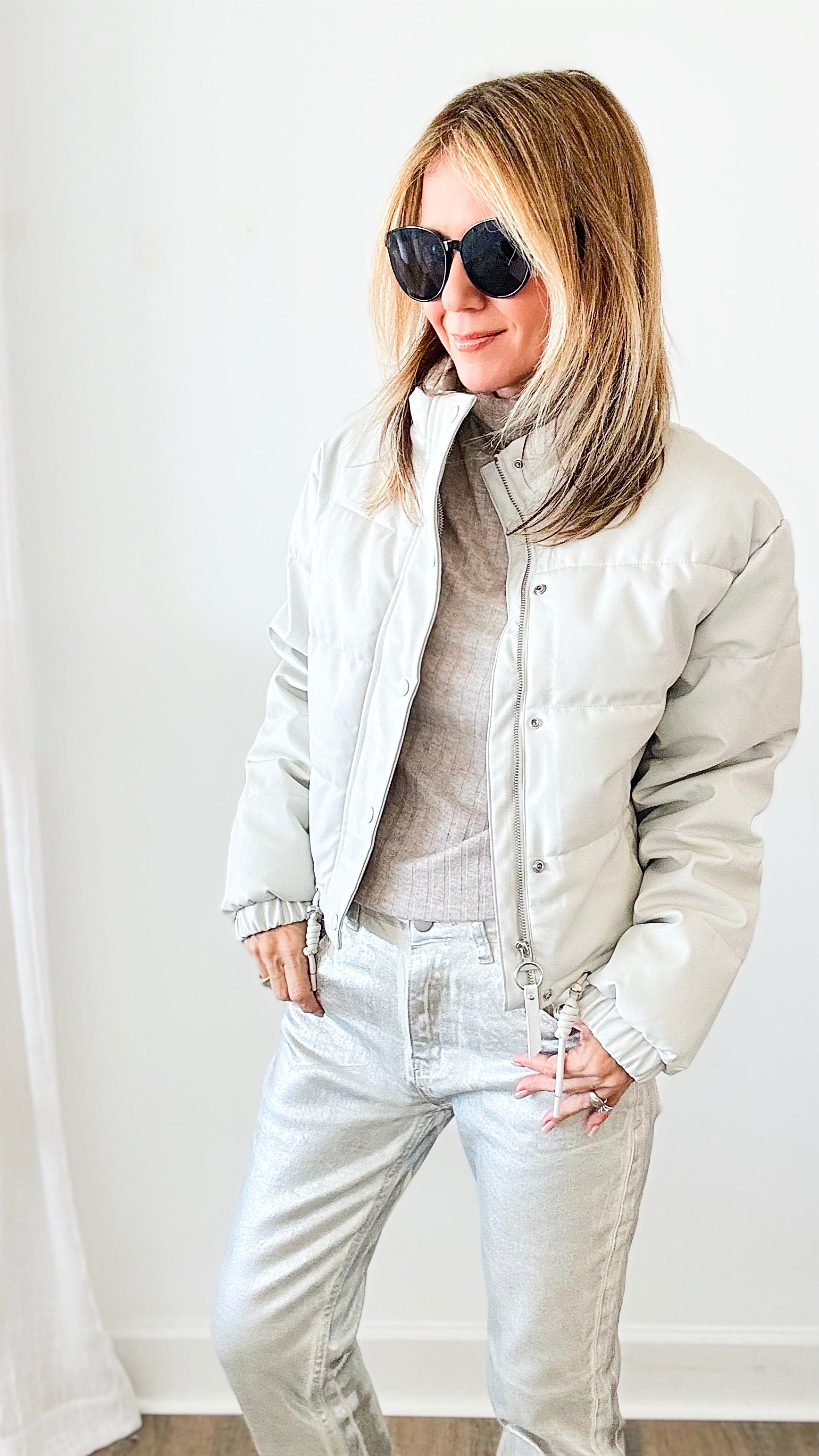 Snap Vegan Leather Jacket - Off White-160 Jackets-LOVE TREE-Coastal Bloom Boutique, find the trendiest versions of the popular styles and looks Located in Indialantic, FL