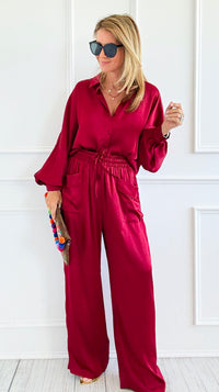Slow Mornings Set - Burgundy-210 Loungewear/Sets-Jodifl-Coastal Bloom Boutique, find the trendiest versions of the popular styles and looks Located in Indialantic, FL
