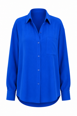 Relaxed Button Front Top -  Royal Blue