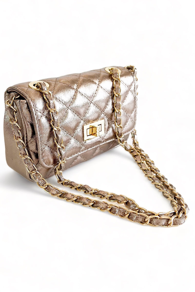 Leather Night Out Crossbody Bag - Bronze-260 Other Accessories-German Fuentes-Coastal Bloom Boutique, find the trendiest versions of the popular styles and looks Located in Indialantic, FL