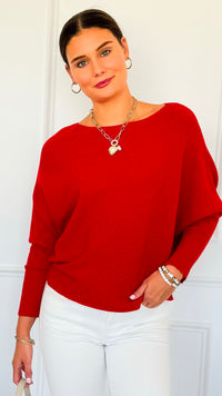 Ribbed Italian Pullover- Red-140 Sweaters-Italianissimo-Coastal Bloom Boutique, find the trendiest versions of the popular styles and looks Located in Indialantic, FL