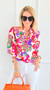 Palette Bloom Long Sleeve Blouse-110 Long Sleeve Tops-JODIFL-Coastal Bloom Boutique, find the trendiest versions of the popular styles and looks Located in Indialantic, FL