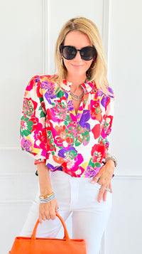 Palette Bloom Long Sleeve Blouse-110 Long Sleeve Tops-JODIFL-Coastal Bloom Boutique, find the trendiest versions of the popular styles and looks Located in Indialantic, FL