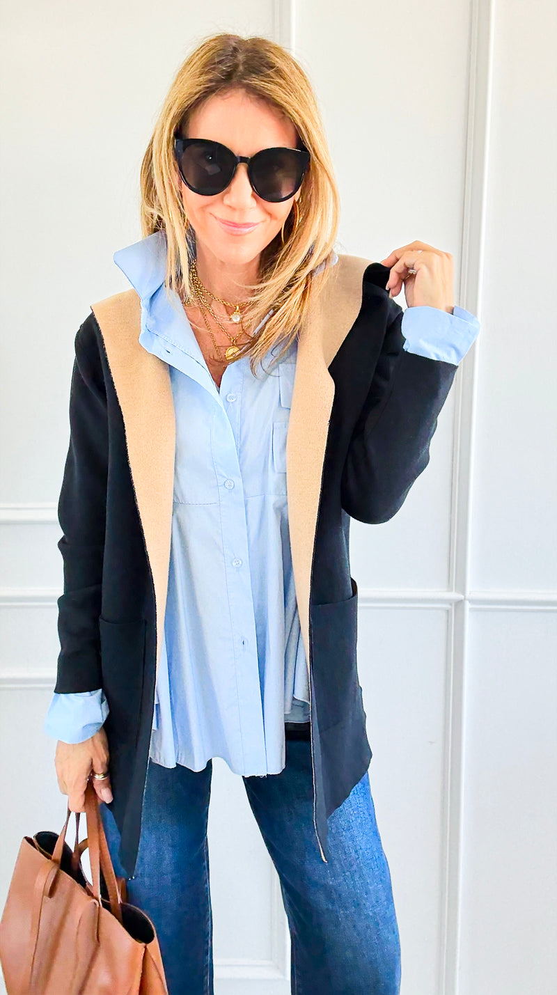 Bonded Color-Blocked Hooded Jacket-160 Jackets-Z STUDIO-Coastal Bloom Boutique, find the trendiest versions of the popular styles and looks Located in Indialantic, FL