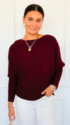 Ribbed Italian Pullover- Burgundy-140 Sweaters-Italianissimo-Coastal Bloom Boutique, find the trendiest versions of the popular styles and looks Located in Indialantic, FL