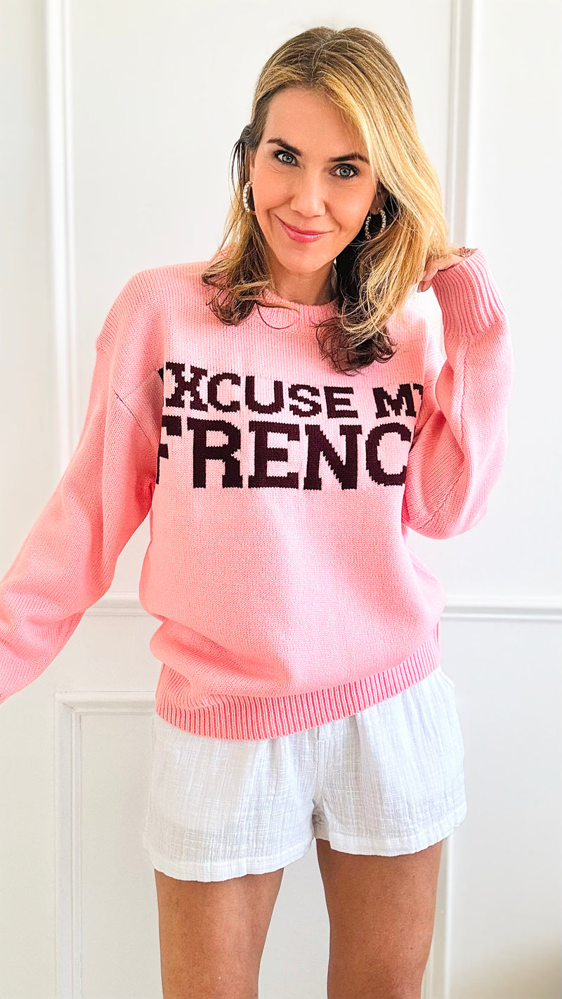 Excuse My French Knit Sweater-140 Sweaters-Dance and Marvel-Coastal Bloom Boutique, find the trendiest versions of the popular styles and looks Located in Indialantic, FL