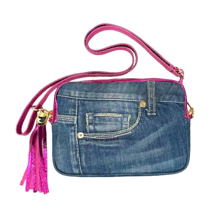 Denim Delight Leather Crossbody-240 Bags-Chenson & Gorett-Coastal Bloom Boutique, find the trendiest versions of the popular styles and looks Located in Indialantic, FL