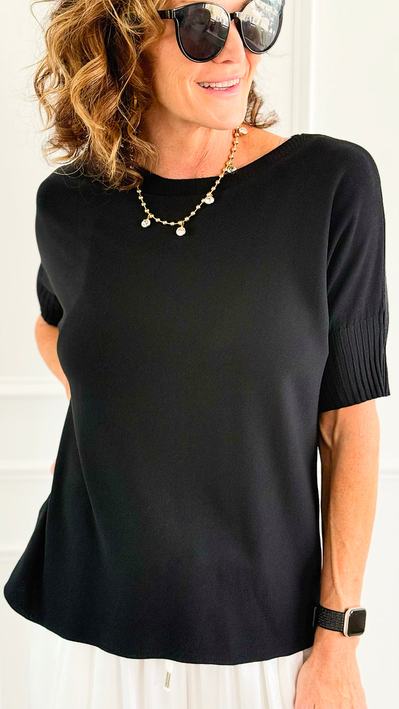 Day To Night Italian Top- Black-110 Short Sleeve Tops-Aute-Coastal Bloom Boutique, find the trendiest versions of the popular styles and looks Located in Indialantic, FL