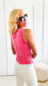 Big Mineral Wash Ribbed Scoop Tank Top - Fuchsia-100 Sleeveless Tops-Zenana-Coastal Bloom Boutique, find the trendiest versions of the popular styles and looks Located in Indialantic, FL