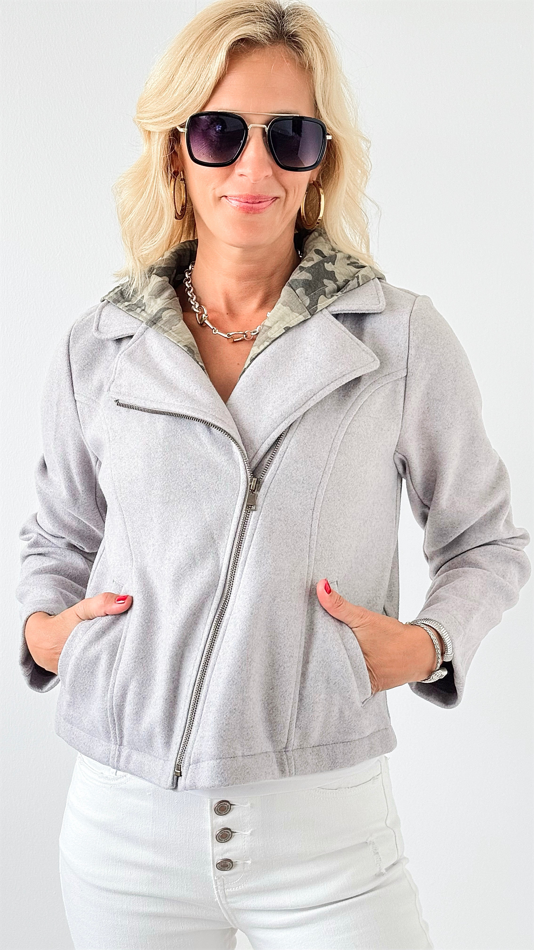 Effortless Edge Zip Jacket-160 Jackets-Rousseau-Coastal Bloom Boutique, find the trendiest versions of the popular styles and looks Located in Indialantic, FL