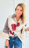 Wild Roses Ruffle Bell Sleeve Italian Blouse-130 Long sleeve top-Italianissimo-Coastal Bloom Boutique, find the trendiest versions of the popular styles and looks Located in Indialantic, FL