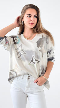 Starry Whimsical Italian Sweater-140 Sweaters-Italianissimo-Coastal Bloom Boutique, find the trendiest versions of the popular styles and looks Located in Indialantic, FL