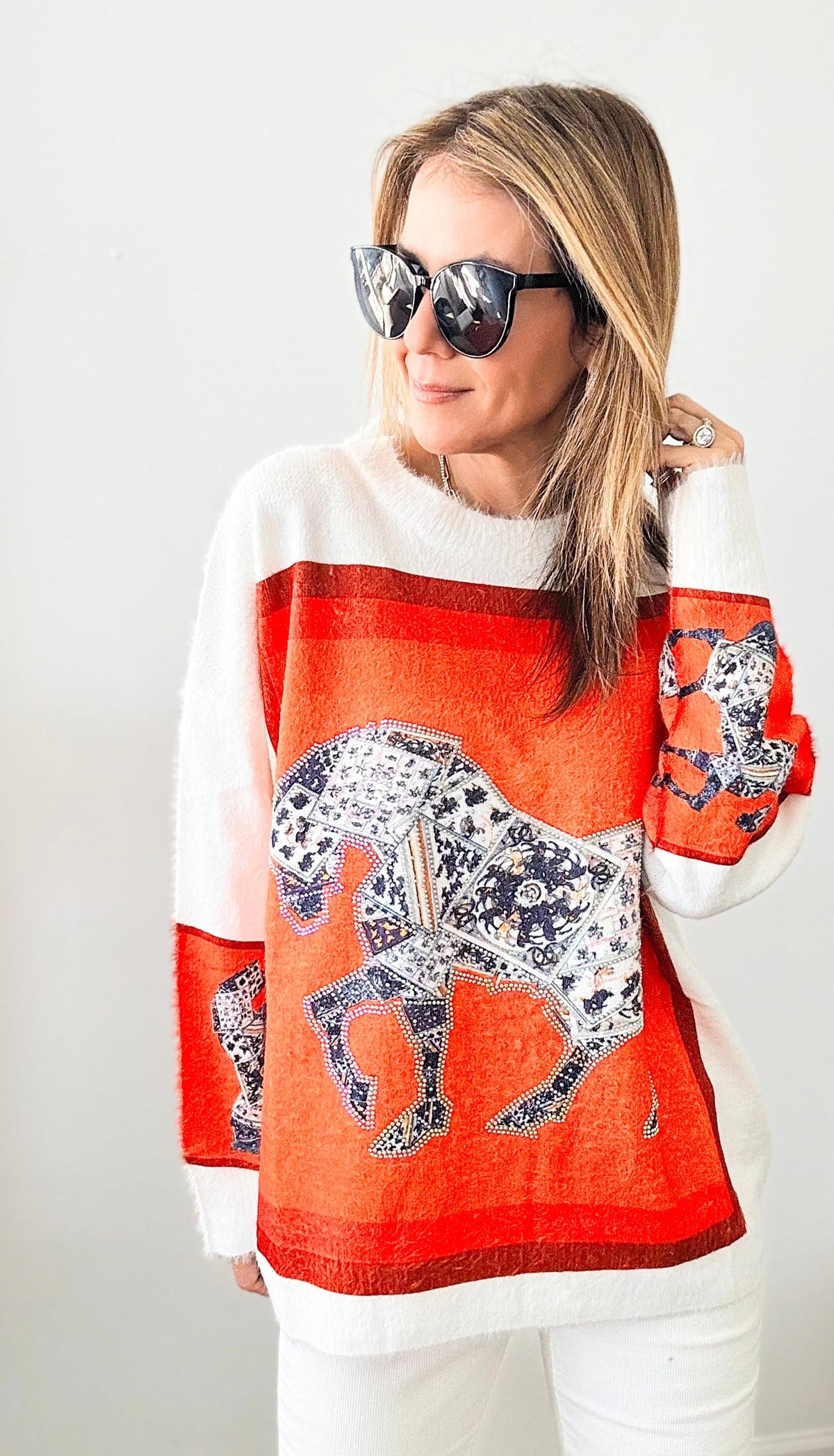 Don’t Miss It Celestial Equestrian Sweater-140 Sweaters-CBALY-Coastal Bloom Boutique, find the trendiest versions of the popular styles and looks Located in Indialantic, FL