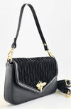 Bee Textured Italian Mini Bag- Black-240 Bags-LE BORSETTE-Coastal Bloom Boutique, find the trendiest versions of the popular styles and looks Located in Indialantic, FL