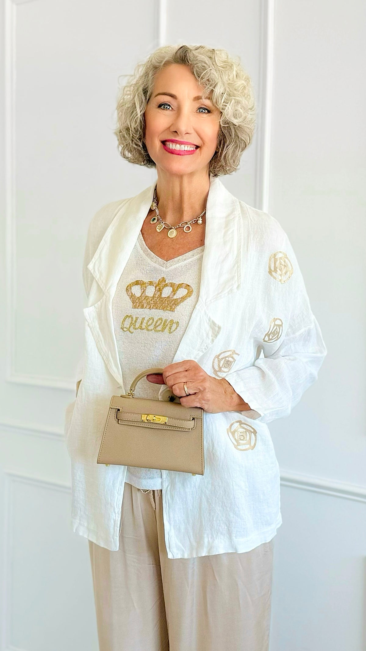 Golden Bloom Italian Blazer-170 Bottoms-CLEAR S-Coastal Bloom Boutique, find the trendiest versions of the popular styles and looks Located in Indialantic, FL