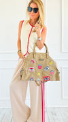 Patch Perfect Italian Tote Bag- Khaki-240 Bags-DEDA SRL-Coastal Bloom Boutique, find the trendiest versions of the popular styles and looks Located in Indialantic, FL
