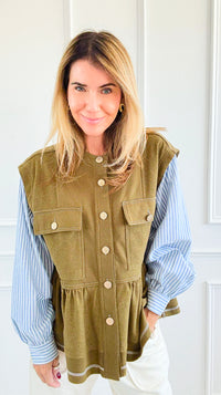 Stripe Contrast Top-130 Long Sleeve Set-sew in love-Coastal Bloom Boutique, find the trendiest versions of the popular styles and looks Located in Indialantic, FL