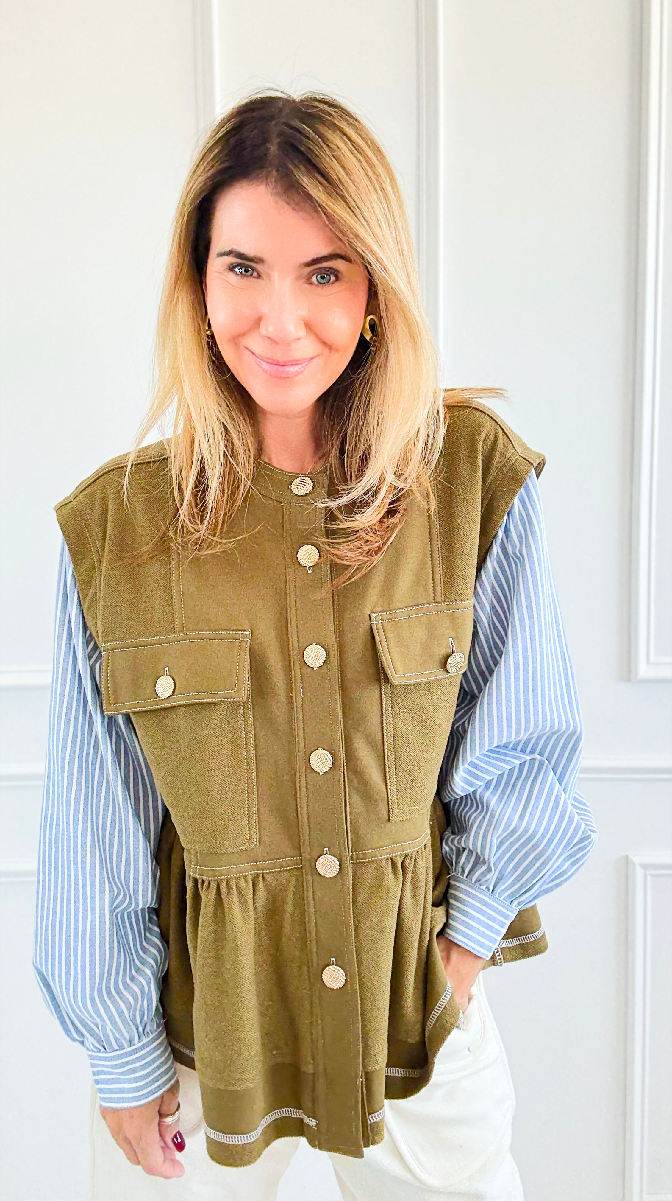 Stripe Contrast Top-130 Long Sleeve Set-sew in love-Coastal Bloom Boutique, find the trendiest versions of the popular styles and looks Located in Indialantic, FL
