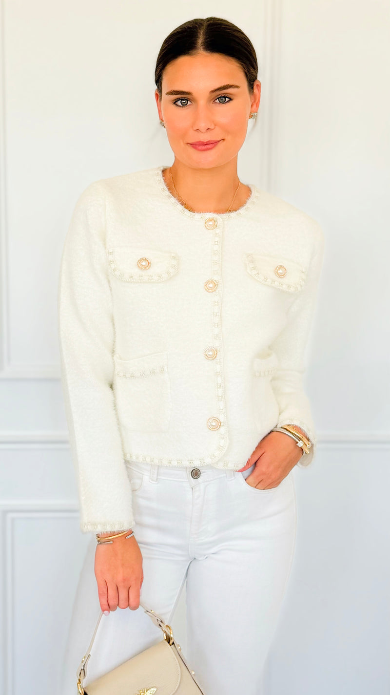 Che'rie Italian Cardigan-Ivory-150 Cardigans/Layers-Italianissimo-Coastal Bloom Boutique, find the trendiest versions of the popular styles and looks Located in Indialantic, FL
