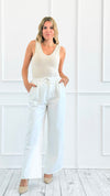 Wide-Leg Drawstring Cotton Pants-170 Bottoms-HYFVE-Coastal Bloom Boutique, find the trendiest versions of the popular styles and looks Located in Indialantic, FL