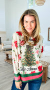 Untamed Holiday Bloom Italian Emilia Knit Sweater-140 Sweaters-SORPRESA-Coastal Bloom Boutique, find the trendiest versions of the popular styles and looks Located in Indialantic, FL
