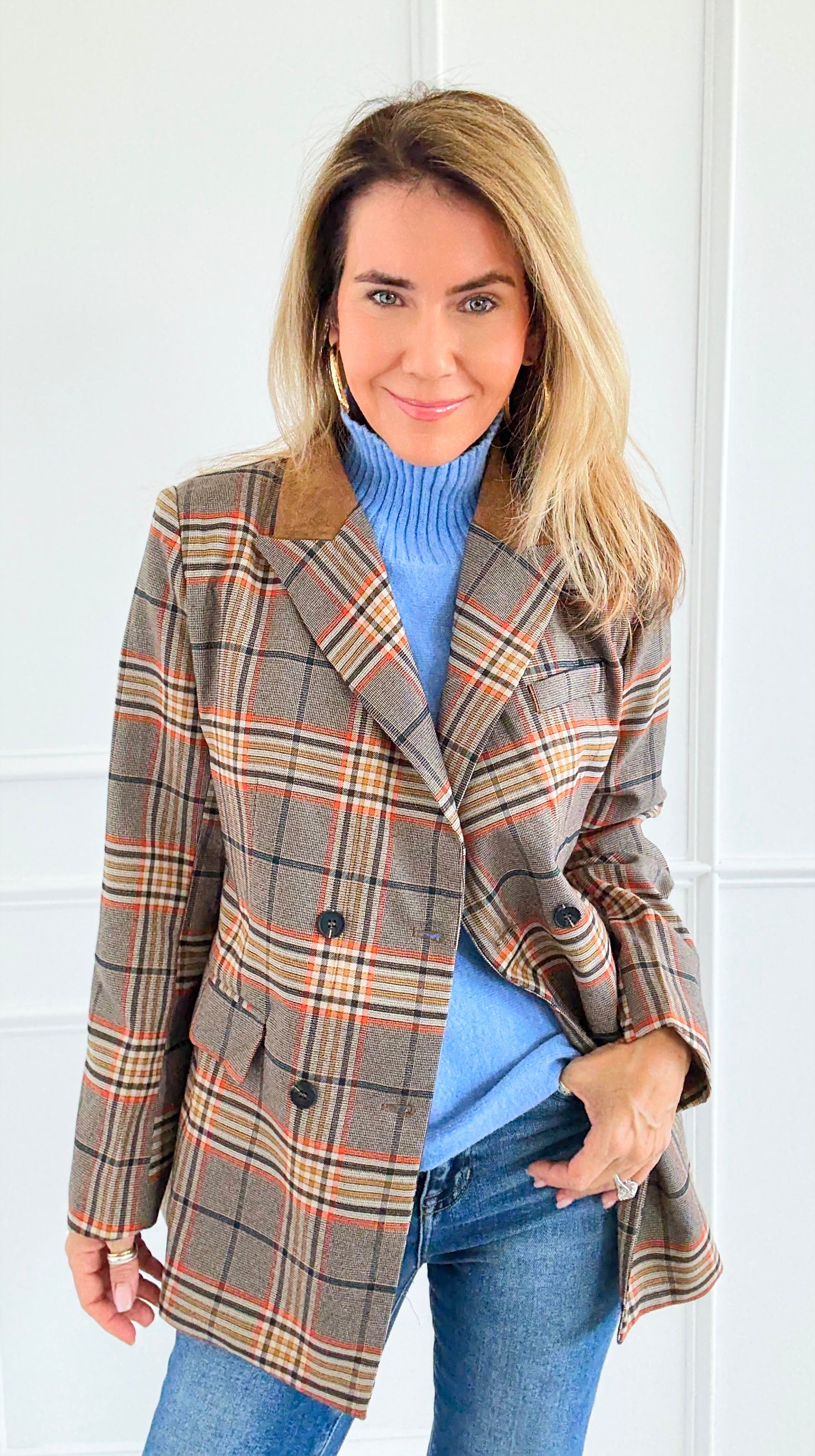 Autumn Lecture Elbow Patch Blazer-160 Jackets-JODIFL-Coastal Bloom Boutique, find the trendiest versions of the popular styles and looks Located in Indialantic, FL