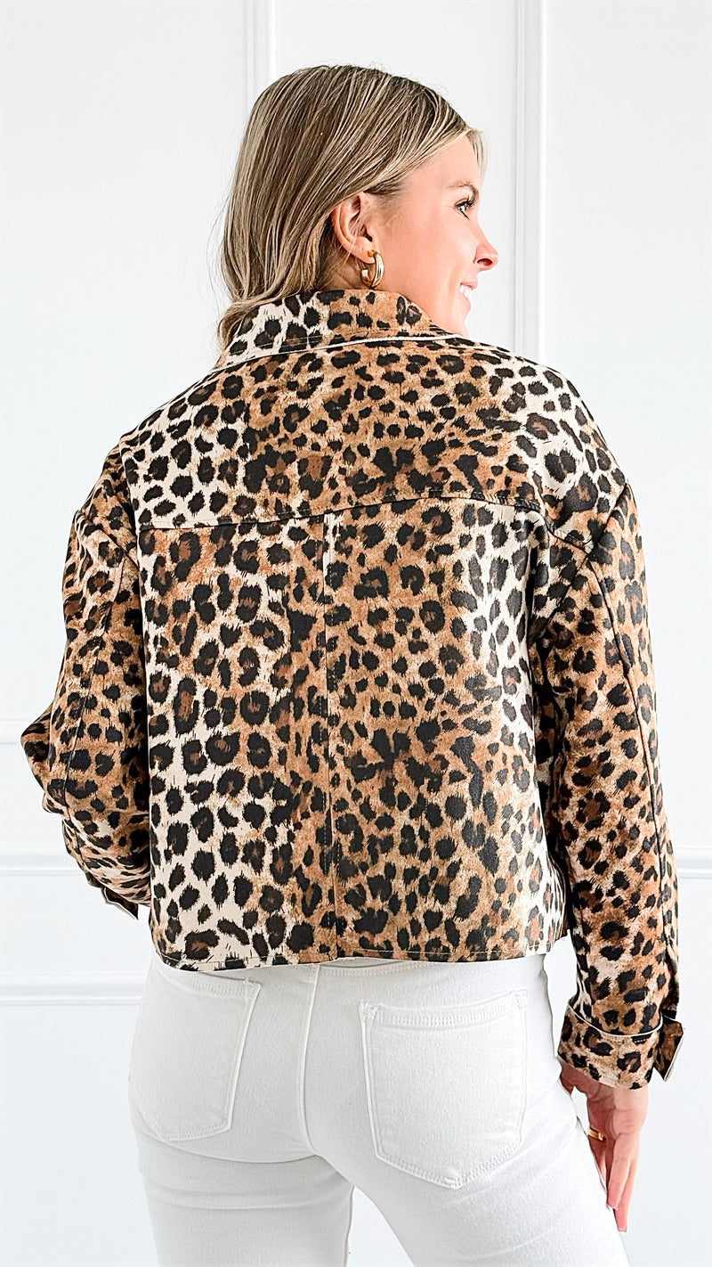 Leopard Print Cropped Jacket-160 Jackets-7Mango7-Coastal Bloom Boutique, find the trendiest versions of the popular styles and looks Located in Indialantic, FL