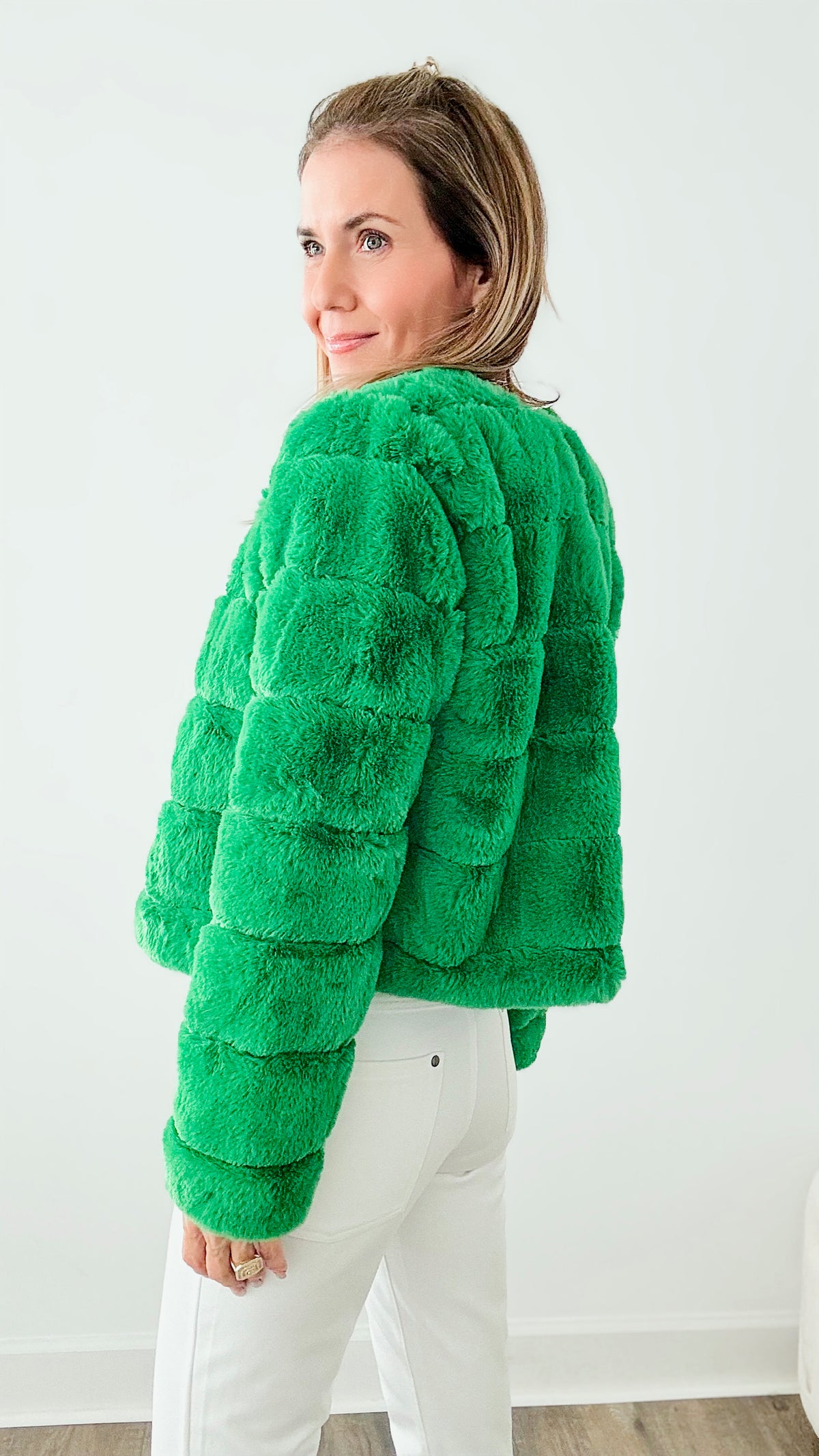 Faux Fur Buttoned Quilted Jacket - Green-160 Jackets-ShopIrisBasic-Coastal Bloom Boutique, find the trendiest versions of the popular styles and looks Located in Indialantic, FL