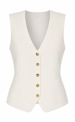 Button Front Vest - Ivory