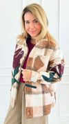 Midwest Bloom Oversized Patch Shacket-160 Jackets-SMOKE RISE RED-Coastal Bloom Boutique, find the trendiest versions of the popular styles and looks Located in Indialantic, FL