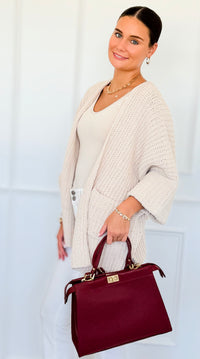 Willow Dusk Chenille Cardigan - Sand Beige-150 Cardigans/Layers-Zenana-Coastal Bloom Boutique, find the trendiest versions of the popular styles and looks Located in Indialantic, FL