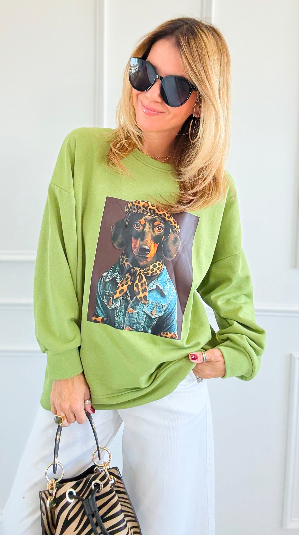 Doggy Glam Italian Sweatshirt-140 Sweaters-AZUL MONACO-Coastal Bloom Boutique, find the trendiest versions of the popular styles and looks Located in Indialantic, FL