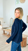 Soho Italian Boatneck Pullover - Navy-140 Sweaters-Italianissimo-Coastal Bloom Boutique, find the trendiest versions of the popular styles and looks Located in Indialantic, FL