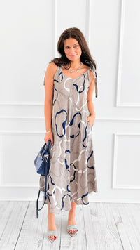 Waves Motion Sleeveless Italian Dress-200 Dresses/Jumpsuits/Rompers-PORCIENTO-Coastal Bloom Boutique, find the trendiest versions of the popular styles and looks Located in Indialantic, FL